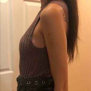 Ribbed knitted mockneck tank